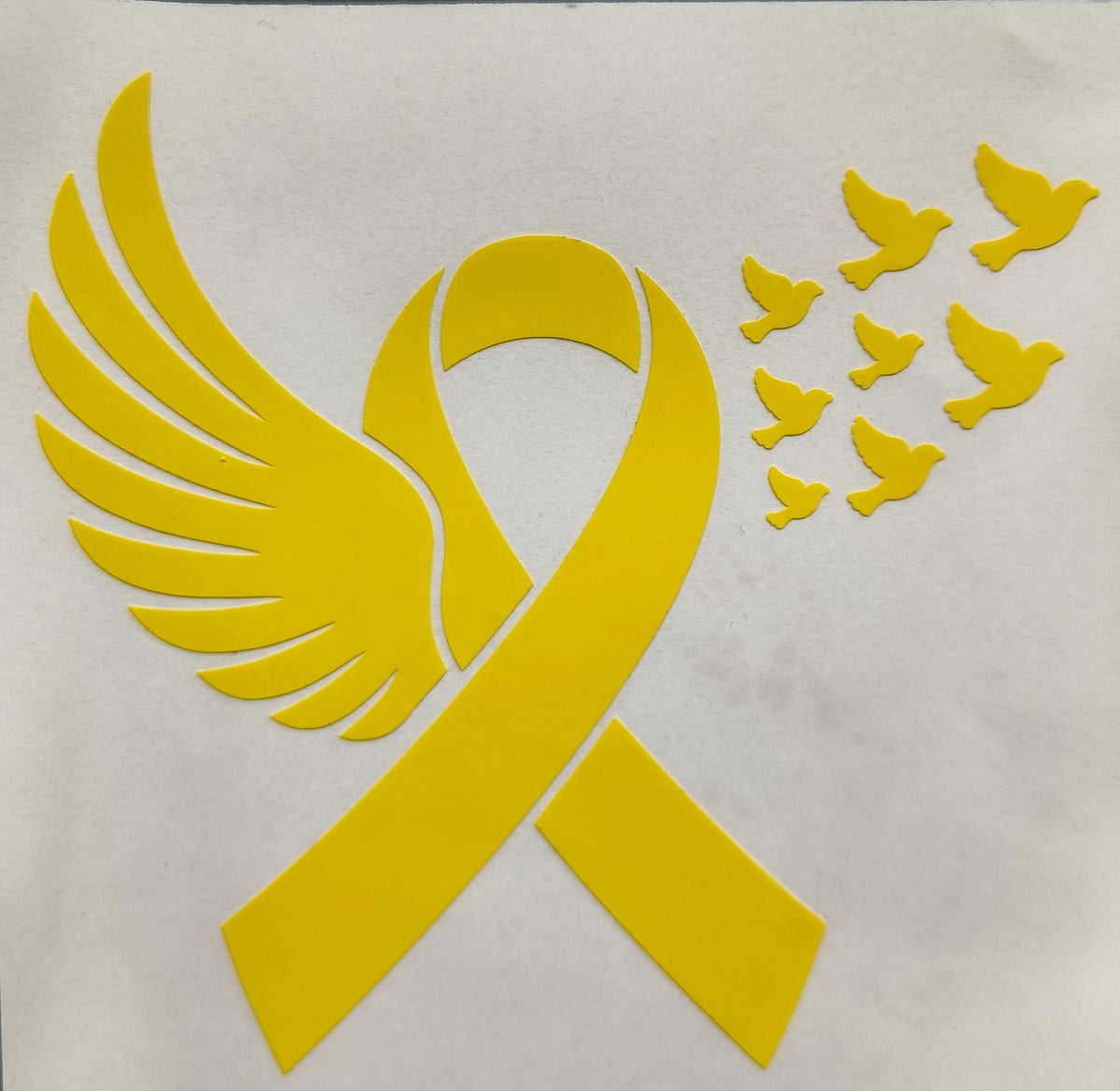 Cancer Ribbon with Wing and Doves Vinyl