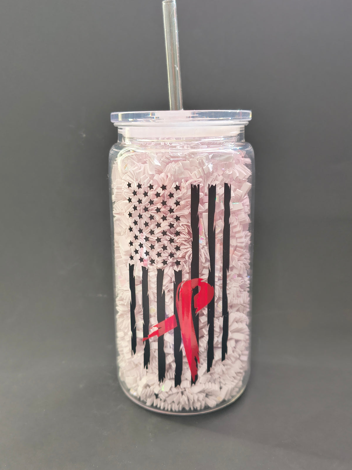 Plastic Tumbler with Flag & Ribbon