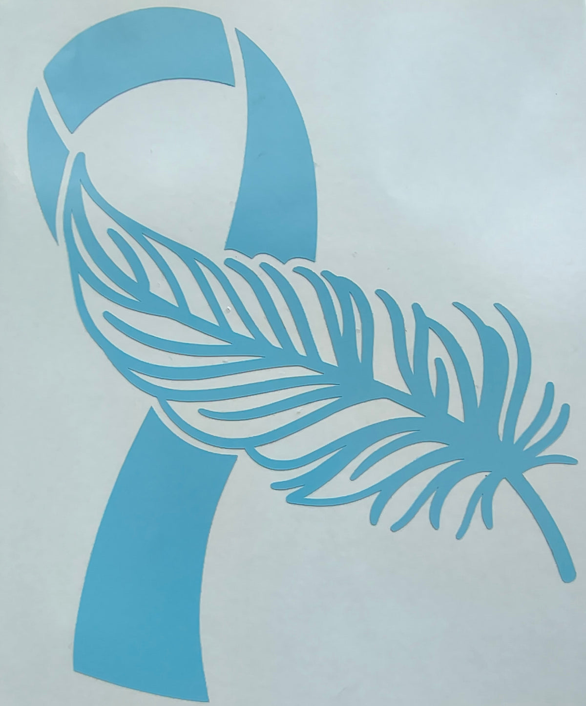 Cancer Ribbon with Feather