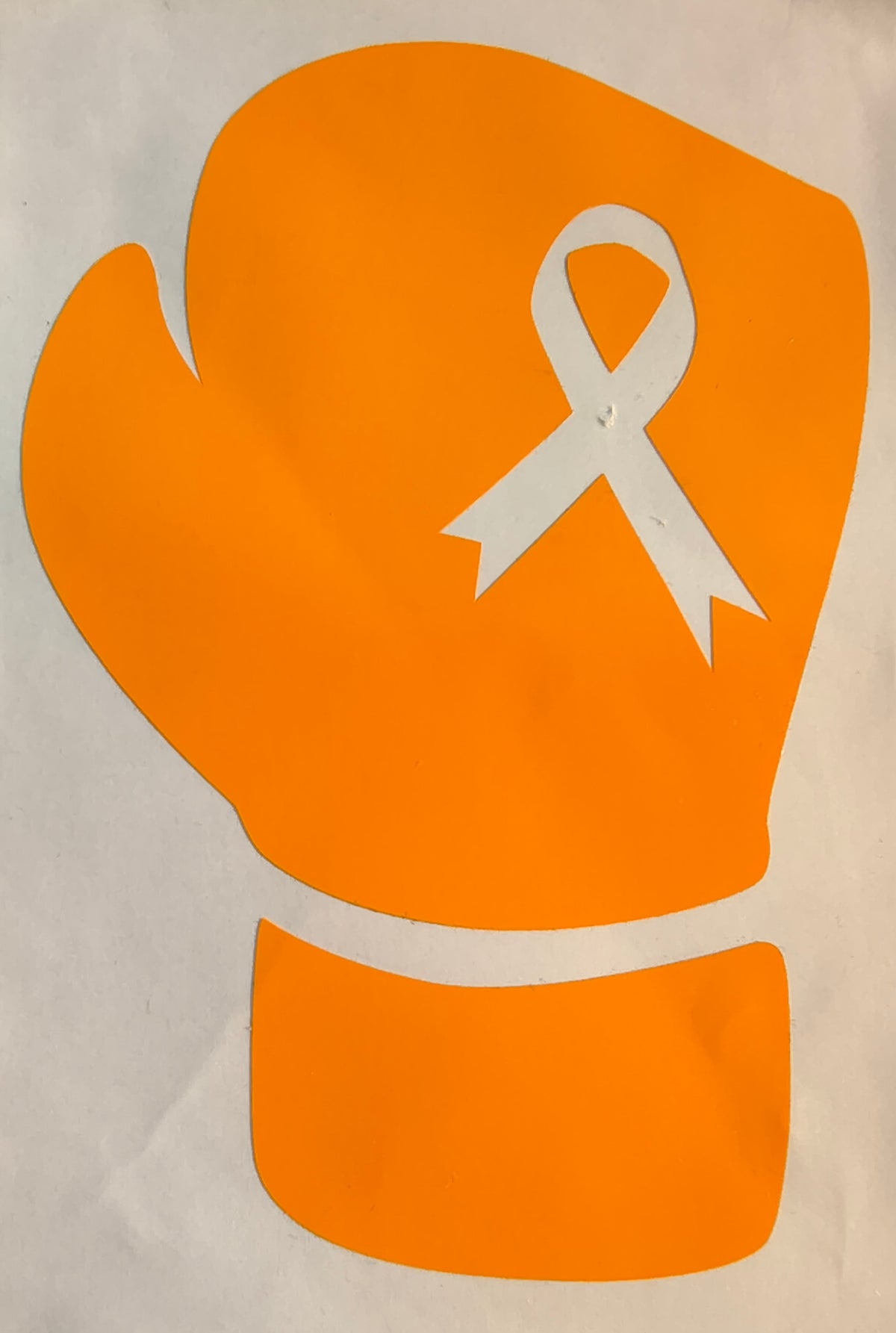 Boxing Glove with cut out Cancer Ribbon